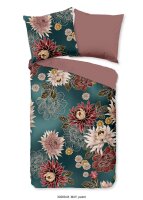 Soma Microfaser Bettwäsche 135 X 200 cm + 1 x 80 X 80 cm Blume floral Petrol