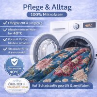 Soma Microfaser Bettwäsche 135x200 cm + 1x 80x80 cm – Floral Blume in Petrol – Weich, Pflegeleicht & Hautsympathisch