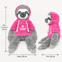 Soma Faultier Kuscheltier XXL 70 cm Faultier Plüschtier Anime Kawaii Plush Stofftier Cute Plushies Plüschtiere Plushie Halloween Weihnachten Geschenke für Kinder (Faultier grau 70 cm Be Happy pink)