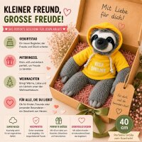 Soma Faultier Kuscheltier 70 cm, gelbes Plüschtier mit Hoodie Keep Smiling, weiches Stofftier Kawaii Plushie Geschenk für Kinder
