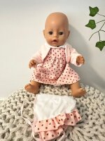 Puppenbekleidung Set 43 cm Baby Kleid mit Mütze rosa...
