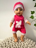 Puppenbekleidung Set 43 cm Baby Langarm Body pink mit...