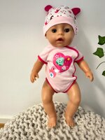 Puppenbekleidung Set 43 cm Baby Body pink Herz mit...