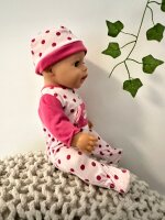Puppenbekleidung Set 43 cm Baby Strampler Punkte mit...