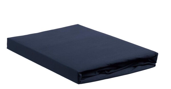 Ambiante Spannbettlaken Cotton Uni HL_Dark Blue_UV_UV_90x220 /220 cm Steghöhe: 35 cm 1 90 x 210 blau