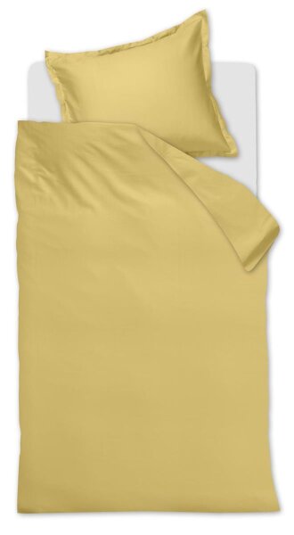 Ambiante Satin Bettwäsche Uni_Light Yellow_ _UV_135x200 + 1x 1 , 1 135 x 200 cm, 80 x 80 cm gelb