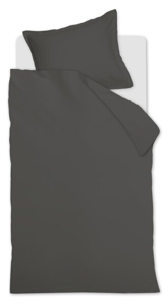 Ambiante Satin Bettwäsche Uni_Dark Grey_ _UV_135x200 + 1x 1 , 1 135 x 200 cm, 80 x 80 cm Grau