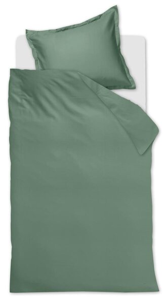 Ambiante Satin Bettwäsche Uni_Green_ _UV_155x220 + 1x 1 , 1 155 x 220 cm, 80 x 80 cm grün
