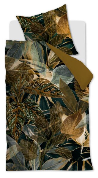 Beddinghouse Bettwäsche Velvetleaf_Green_ _UV_155x220 + 1x 1 , 1 155 x 220 cm, 80 x 80 cm grün
