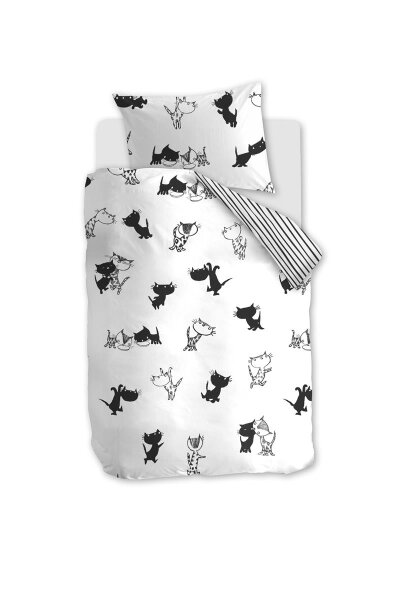Beddinghouse x Fiep Amsterdam Bettwäsche Pim en Pom_Black_ _UV_100x135 + 1x 1 , 1 100 x 135 cm, 40 x 60 cm schwarz