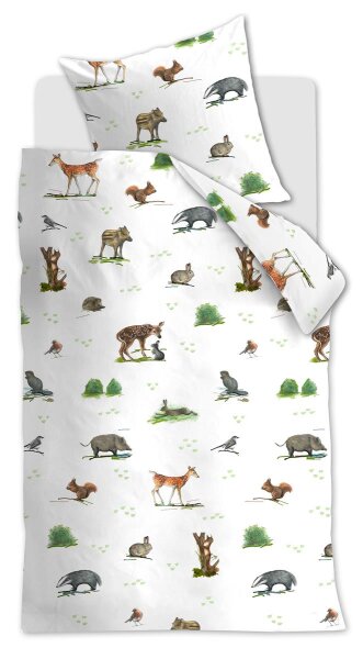 Beddinghouse x Hanneke de Jager Bettwäsche Forest Animals_Multi_ _UV_135x200 + 1x 1 , 1 135 x 200 cm, 80 x 80 cm bunt