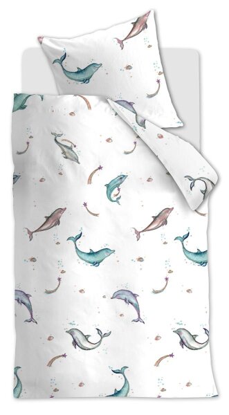Beddinghouse x Hanneke de Jager Bettwäsche Magical Dolphins_Multi_ _UV_135x200 + 1x 1 , 1 135 x 200 cm, 80 x 80 cm bunt
