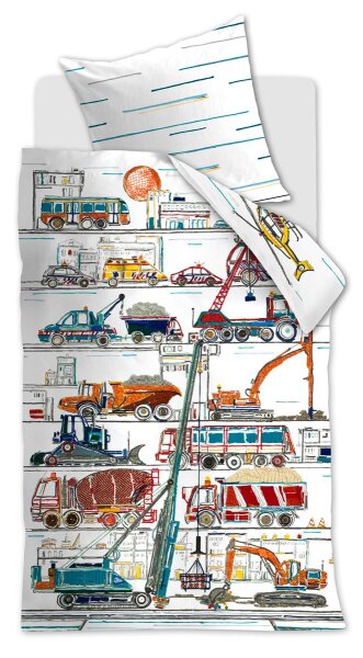 Beddinghouse x Hanneke de Jager Bettwäsche Un r Construction_Multi_ _UV_135x200 + 1x 1 , 1 135 x 200 cm, 80 x 80 cm bunt
