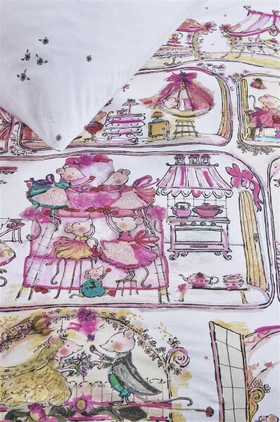 Beddinghouse x Hanneke de Jager Bettwäsche Mousehouse_Pink_ _UV_100x135 + 1x 1 , 1 100 x 135 cm, 40 x 60 cm rosa