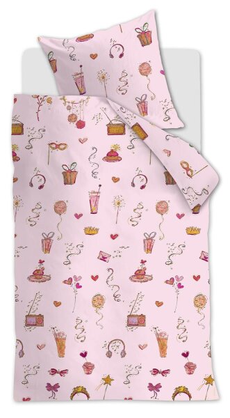 Beddinghouse x Hanneke de Jager Bettwäsche Pink Party_Pink_ _UV_135x200 + 1x 1 , 1 135 x 200 cm, 80 x 80 cm rosa