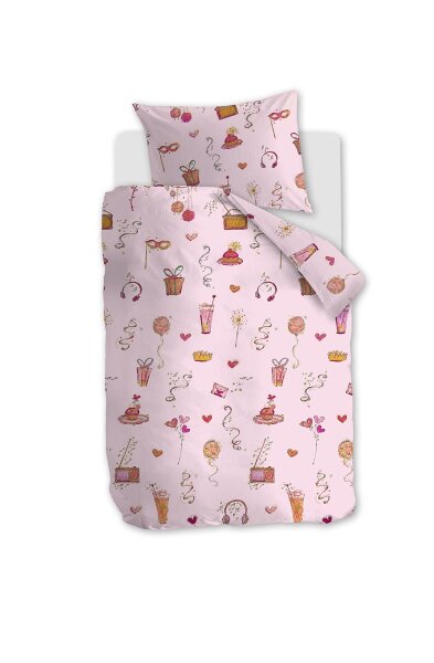Beddinghouse x Hanneke de Jager Bettwäsche Pink Party_Pink_ _UV_100x135 + 1x 1 , 1 100 x 135 cm, 40 x 60 cm rosa