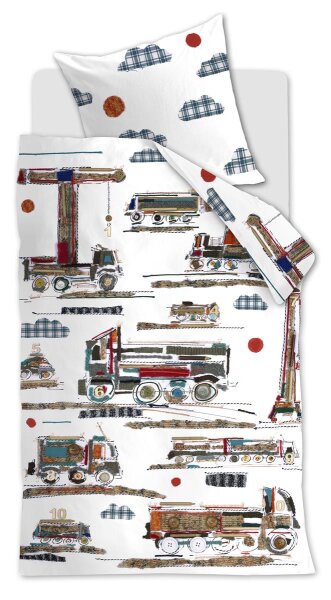 Beddinghouse x Hanneke de Jager Bettwäsche Counting Cars_Multi_ _UV_135x200 + 1x 1 , 1 135 x 200 cm, 80 x 80 cm bunt