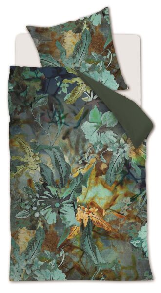 Beddinghouse x Fiep Amsterdam Bettwäsche Floral Embrace_Blue Green_ _UV_155x220 + 1x 1 , 1 155 x 220 cm, 80 x 80 cm blau