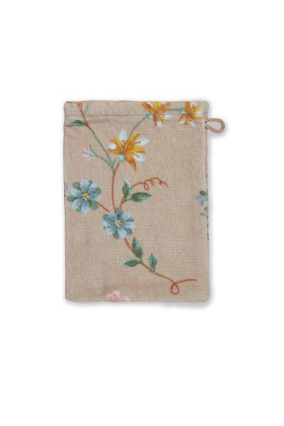 PiP Studio Heimtextilie Waschlappen Les Fleurs_Khaki_UV_UV_16x22 3 x Waschlappen 16 x 22 cm natur