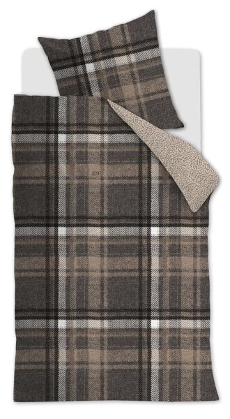 Rivièra Maison Bettwäsche Cozy Check_Brown_ _UV_135x200 + 1x 1 , 1 135 x 200 cm, 80 x 80 cm braun