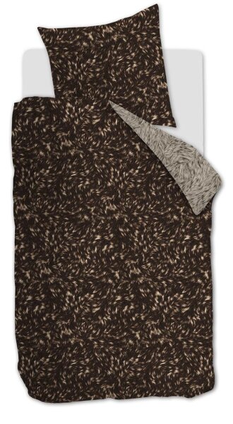 Rivièra Maison Bettwäsche Fauxy Fur_Brown_ _UV_155x220 + 1x 1 , 1 155 x 220 cm, 80 x 80 cm braun
