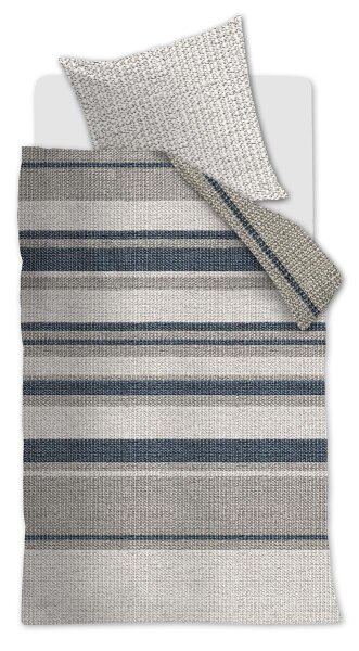 Rivièra Maison Bettwäsche Rattan Stripes_Blue Grey_ _UV_135x200 + 1x 1 , 1 135 x 200 cm, 80 x 80 cm Grau