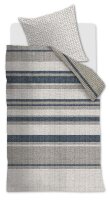 Rivièra Maison Bettwäsche Rattan Stripes_Blue Grey_ _UV_135x200 + 1x 1 , 1 135 x 200 cm, 80 x 80 cm Grau