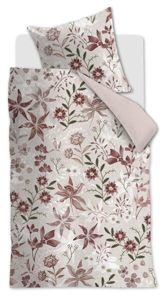 Rivièra Maison Bettwäsche Floral Flowers_Red_ _UV_135x200 + 1x 1 , 1 135 x 200 cm, 80 x 80 cm rot