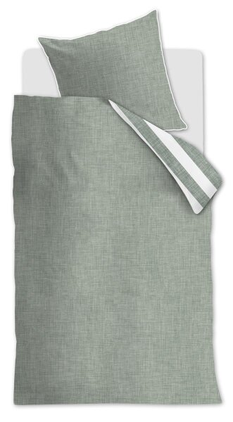 Rivièra Maison Bettwäsche Lindy Lines_Grey Green_ _UV_155x220 + 1x 1 , 1 155 x 220 cm, 80 x 80 cm Grau
