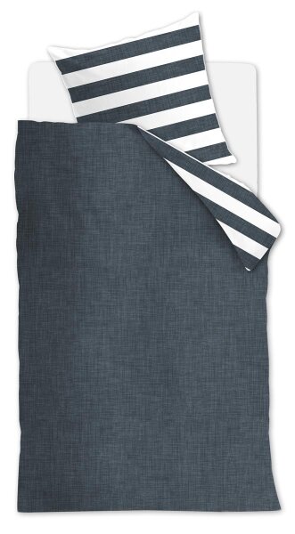 Rivièra Maison Bettwäsche Lindy Lines_Navy_ _UV_135x200 + 1x 1 , 1 135 x 200 cm, 80 x 80 cm blau