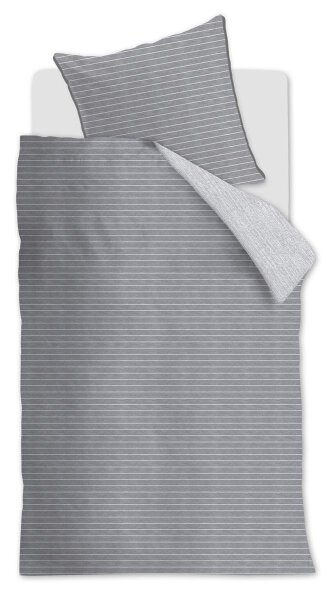 Rivièra Maison Bettwäsche Pinstripe_Grey_ _UV_135x200 + 1x 1 , 1 135 x 200 cm, 80 x 80 cm Grau