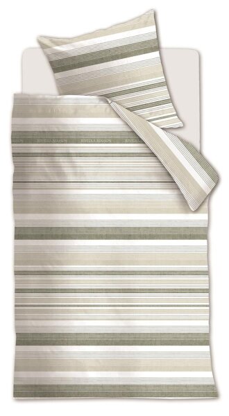 Rivièra Maison Bettwäsche Sturdy Stripe_Grey Green_ _UV_135x200 + 1x 1 , 1 135 x 200 cm, 80 x 80 cm Grau