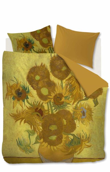Beddinghouse x Van Gogh Museum Mako Satin Bettwäsche Tournesol_Yellow_ _UV_200x200 + 2x 1 , 2 Kissenbezüge 200 cm x 200