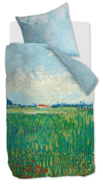 Beddinghouse x Van Gogh Museum Bettwäsche Field with Poppies_Green_ _UV_135x200 + 1x 1 , 1 135 x 200 cm, 80 x 80 cm grün