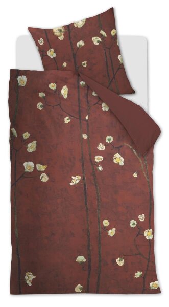 Beddinghouse x Van Gogh Museum Bettwäsche Plum Blossoms_Red_ _UV_135x200 + 1x 1 , 1 135 x 200 cm, 80 x 80 cm rot