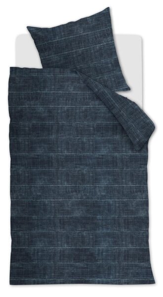 vtwonen Bettwäsche Vintage Indigo_Dark Blue_ _UV_155x220 + 1x 1 , 1 155 x 220 cm, 80 x 80 cm blau