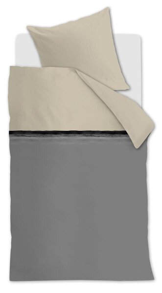 vtwonen Bettwäsche Duo Colour_Grey_ _UV_155x220 + 1x 1 , 1 155 x 220 cm, 80 x 80 cm grau