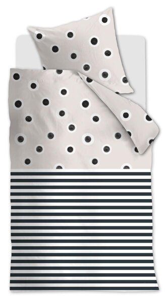vtwonen Bettwäsche Stripe and Eye_ al_ _UV_135x200 + 1x 1 , 1 135 x 200 cm, 80 x 80 cm natur