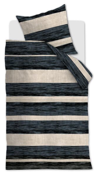 vtwonen Bettwäsche Painted Stripe_Black_ _UV_155x220 + 1x 1 , 1 155 x 220 cm, 80 x 80 cm schwarz