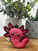 Schlüsselanhänger Mini Anhänger Geschenk Cartoon Schlüsselanhänger 6 cm Silikon Schlüsselanhänger für Handyhülle Charme Rucksack Geschenk Schlüsselanhänger Kawaii Kuties Axolotl pink