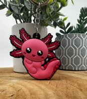 Schlüsselanhänger Mini Anhänger Geschenk Cartoon Schlüsselanhänger 6 cm Silikon Schlüsselanhänger für Handyhülle Charme Rucksack Geschenk Schlüsselanhänger Kawaii Kuties Axolotl pink