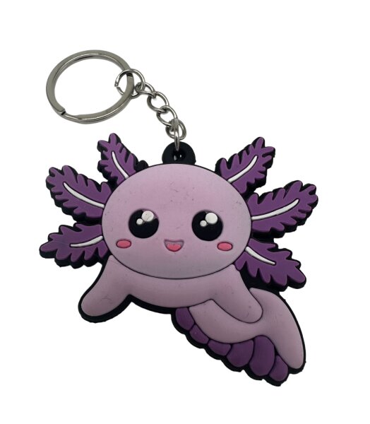 Schlüsselanhänger Mini Anhänger Geschenk Cartoon Schlüsselanhänger 6 cm Silikon Schlüsselanhänger für Handyhülle Charme Rucksack Geschenk Schlüsselanhänger Kawaii Kuties Axolotl lila