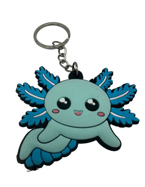 Schlüsselanhänger Mini Anhänger Geschenk Cartoon Schlüsselanhänger 6 cm Silikon Schlüsselanhänger für Handyhülle Charme Rucksack Geschenk Schlüsselanhänger Kawaii Kuties Axolotl blau