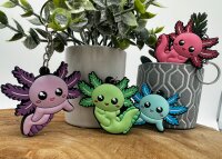 Schlüsselanhänger Mini Anhänger Geschenk Cartoon Schlüsselanhänger 6 cm Silikon Schlüsselanhänger für Handyhülle Charme Rucksack Geschenk Schlüsselanhänger Kawaii Kuties Axolotl grün
