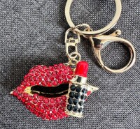 Schlüsselanhänger  Mini Anhänger Geschenk Cartoon Schlüsselanhänger Silikon Schlüsselanhänger für Handyhülle Charme Rucksack Geschenk SA Glitzer Lippen