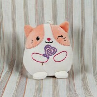 KAWAII Kuties Plüsch Kuscheltier Plüsch Plüschfigur Katze rosa weiß Stofftier für Kinder 20 cm Anime Kawaii Plush Stofftier Cute Plushie Halloween Geschenke