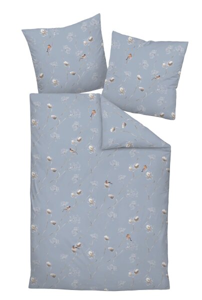 Janine Mako-Satin Bettwäsche 135 x 200 cm 80 x 80 2 teilig  MILANO 45094-02-500 blauer nebel