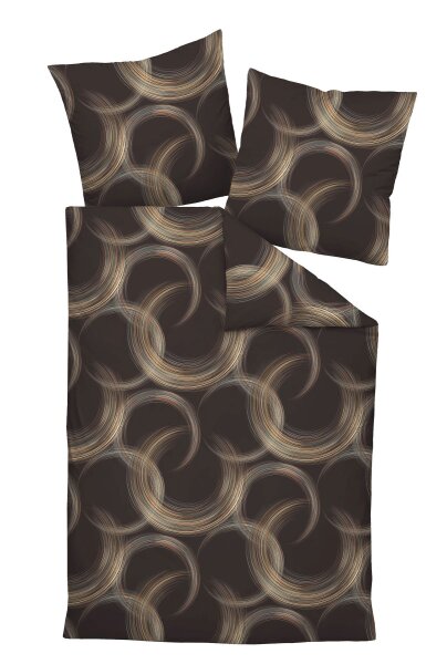 Janine Mako-Satin Bettwäsche 135 x 200 cm 80 x 80 2 teilig  MILANO 45099-87-500 schokobraun