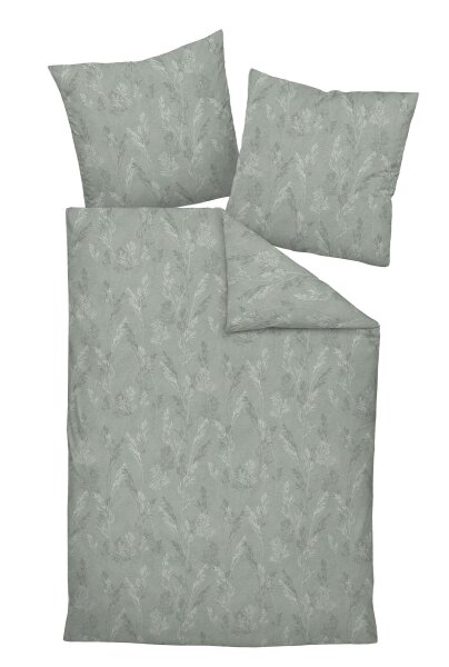 Janine Interlock-Jersey Bettwäsche 135 x 200 cm 80 x 80 2 teilig  CARMEN S 55093-06-500 rauchgrün