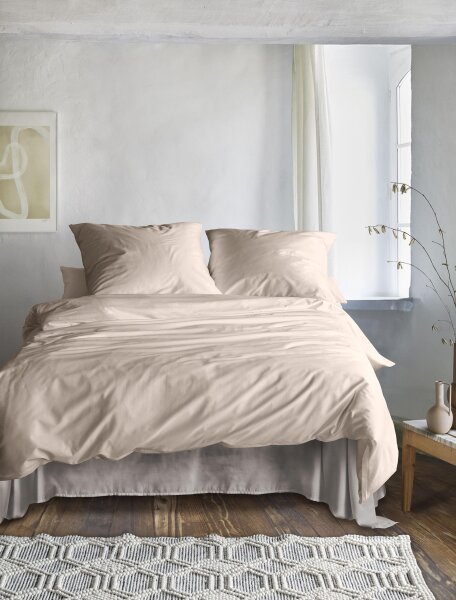 Irisette Mako-Satin uni Bettwäsche Set uni Paris 8000 beige 140 x 200 cm + 1 Kissenbezug 90x70 cm